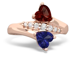 Garnet Heart To Heart 14K Rose Gold ring R2064