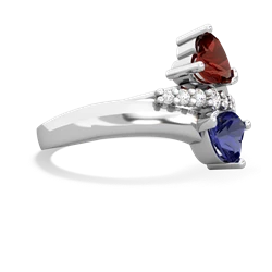 Garnet Heart To Heart 14K White Gold ring R2064