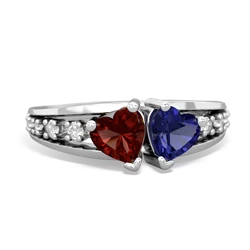 Garnet Heart To Heart 14K White Gold ring R3342