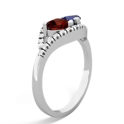 Garnet Mother And Child 14K White Gold ring R3010