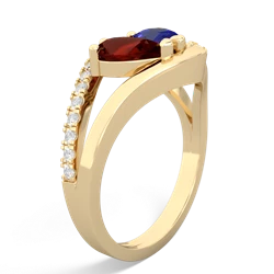 Garnet Nestled Heart Keepsake 14K Yellow Gold ring R5650