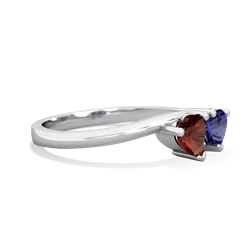 Garnet Sweethearts 14K White Gold ring R5260