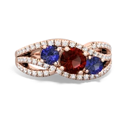 Garnet Three Stone Aurora 14K Rose Gold ring R3080