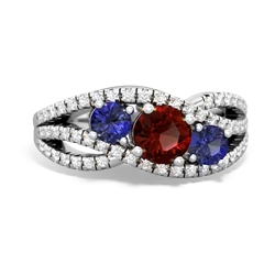 Garnet Three Stone Aurora 14K White Gold ring R3080