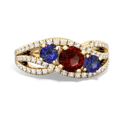 Garnet Three Stone Aurora 14K Yellow Gold ring R3080