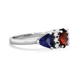 Garnet Antique Style Three Stone 14K White Gold ring R2186