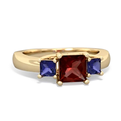 Garnet Three Stone Trellis 14K Yellow Gold ring R4015