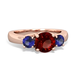 Garnet Three Stone Round Trellis 14K Rose Gold ring R4018