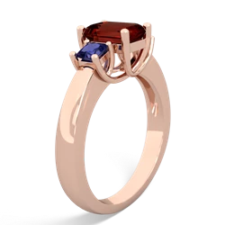 Garnet Three Stone Emerald-Cut Trellis 14K Rose Gold ring R4021