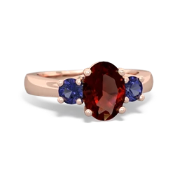 Garnet Three Stone Oval Trellis 14K Rose Gold ring R4024