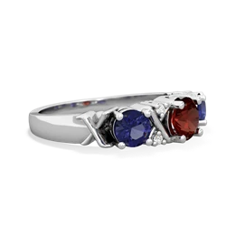 Garnet Hugs And Kisses 14K White Gold ring R5016