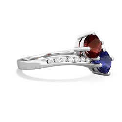 Garnet Channel Set Two Stone 14K White Gold ring R5303