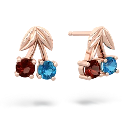 Garnet Sweet Cherries 14K Rose Gold earrings E7001