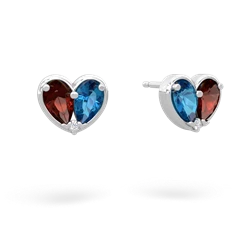 Garnet 'Our Heart' 14K White Gold earrings E5072