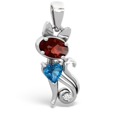 Garnet Kitten 14K White Gold pendant P5780