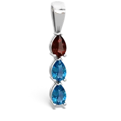 Garnet Dew Drops 14K White Gold pendant P2251