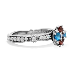 Garnet Sparkling Tiara Cluster 14K White Gold ring R26293RD