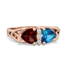 Garnet Celtic Knot Double Heart 14K Rose Gold ring R5040