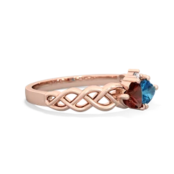 Garnet Heart To Heart Braid 14K Rose Gold ring R5870