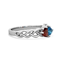 Garnet Heart To Heart Braid 14K White Gold ring R5870