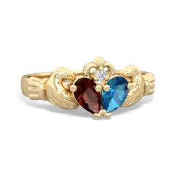 Garnet 'Our Heart' Claddagh 14K Yellow Gold ring R2388