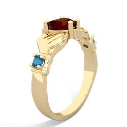 Garnet Claddagh Keepsake 14K Yellow Gold ring R5245