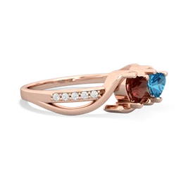 Garnet Side By Side 14K Rose Gold ring R3090