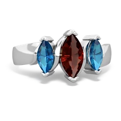 Garnet Three Peeks 14K White Gold ring R2433