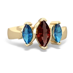 Garnet Three Peeks 14K Yellow Gold ring R2433