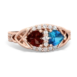 Garnet Sparkling Celtic Knot 14K Rose Gold ring R2645