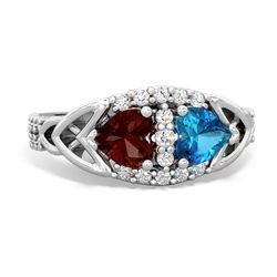 Garnet Sparkling Celtic Knot 14K White Gold ring R2645