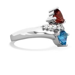 Garnet Heart To Heart 14K White Gold ring R2064