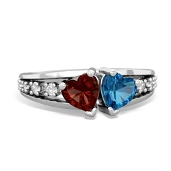 Garnet Heart To Heart 14K White Gold ring R3342