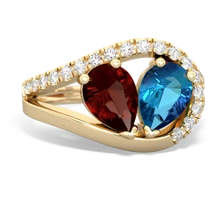 Garnet Nestled Heart Keepsake 14K Yellow Gold ring R5650