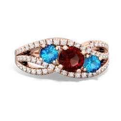 Garnet Three Stone Aurora 14K Rose Gold ring R3080