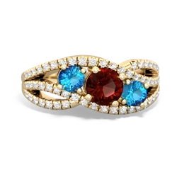 Garnet Three Stone Aurora 14K Yellow Gold ring R3080