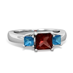 Garnet Three Stone Trellis 14K White Gold ring R4015