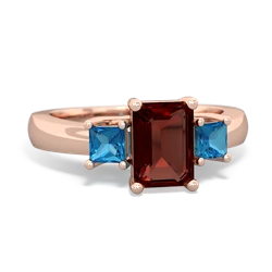 Garnet Three Stone Emerald-Cut Trellis 14K Rose Gold ring R4021