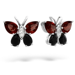 Garnet Butterfly 14K White Gold earrings E2215
