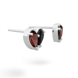 Garnet 'Our Heart' 14K White Gold earrings E5072