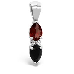 Garnet Bowtie Drop 14K White Gold pendant P0865
