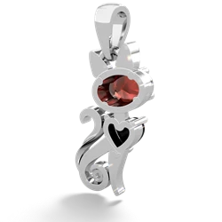 Garnet Kitten 14K White Gold pendant P5780