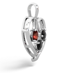 Garnet Glowing Heart 14K White Gold pendant P2233