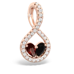 Garnet Pave Twist 'One Heart' 14K Rose Gold pendant P5360