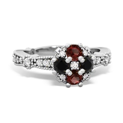 Garnet Sparkling Tiara Cluster 14K White Gold ring R26293RD