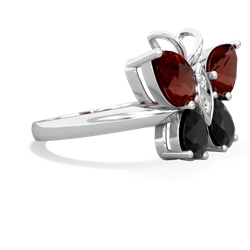 Garnet Butterfly 14K White Gold ring R2215