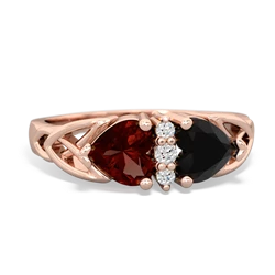 Garnet Celtic Knot Double Heart 14K Rose Gold ring R5040