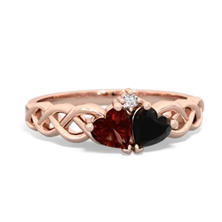 Garnet Heart To Heart Braid 14K Rose Gold ring R5870