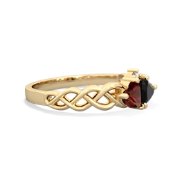 Garnet Heart To Heart Braid 14K Yellow Gold ring R5870