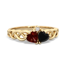 Garnet Heart To Heart Braid 14K Yellow Gold ring R5870